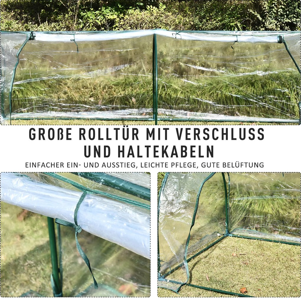 Outsunny Szklarnia Ogrodowa Foliowa z Drzwiami Stal PCV Uprawa Roślin Zielona | Aosom PL