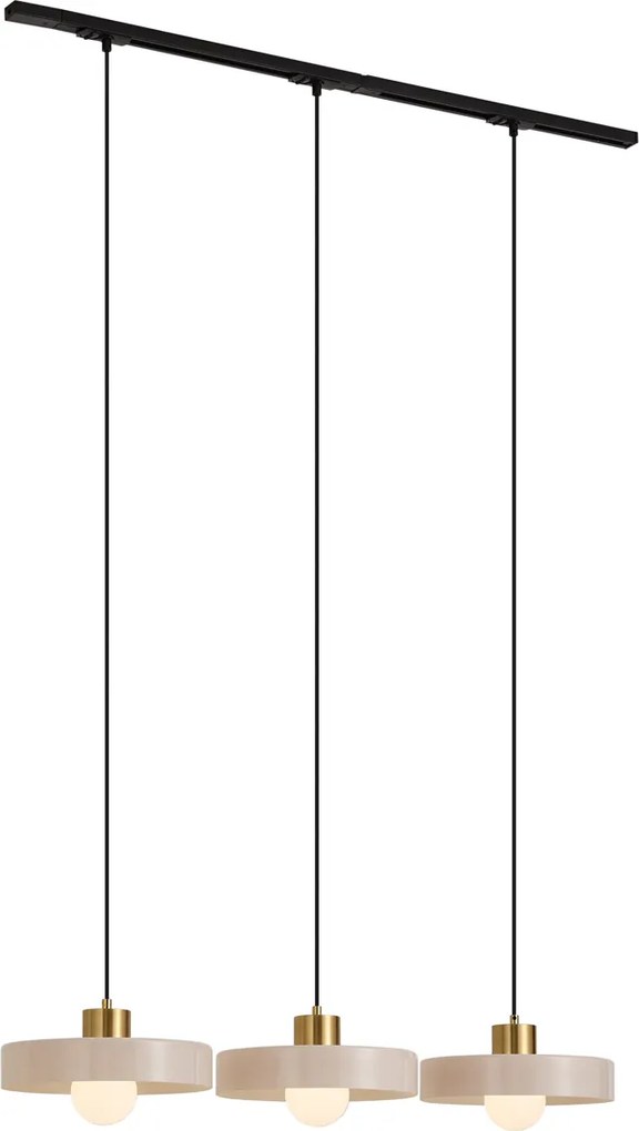 Nowoczesny system szynowy czarny z 3 lampami wiszącymi mosiądz i biel 1-fazowy - Iconic Jina