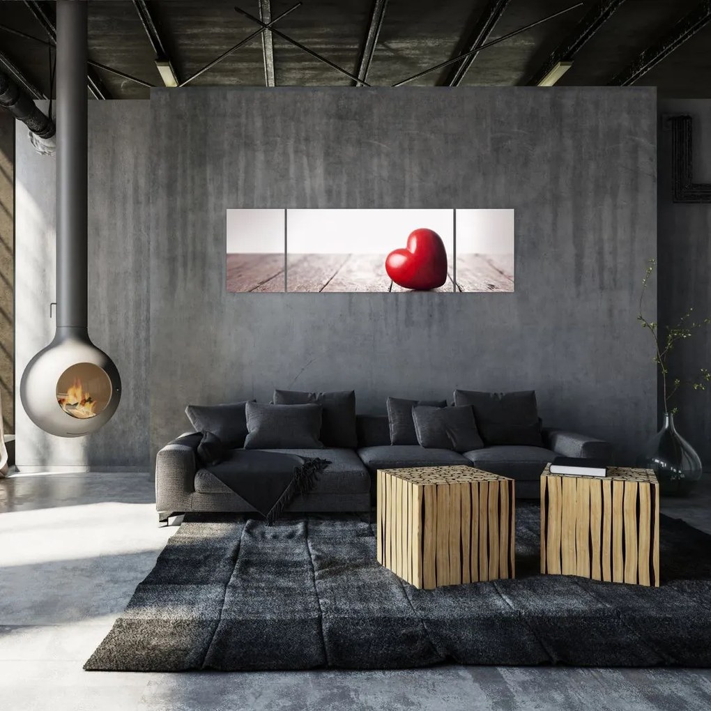 Obraz drewnianego serca (170x50 cm)