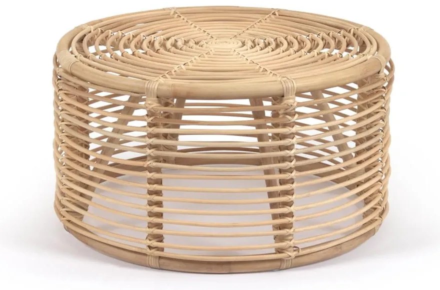 Rattanowy okrągły stolik w naturalnym kolorze ø 66 cm Kohana – Kave Home