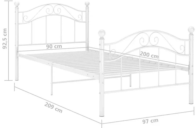 Łóżko metalowe białe w stylu industrialnym 90x200 cm B7-A66