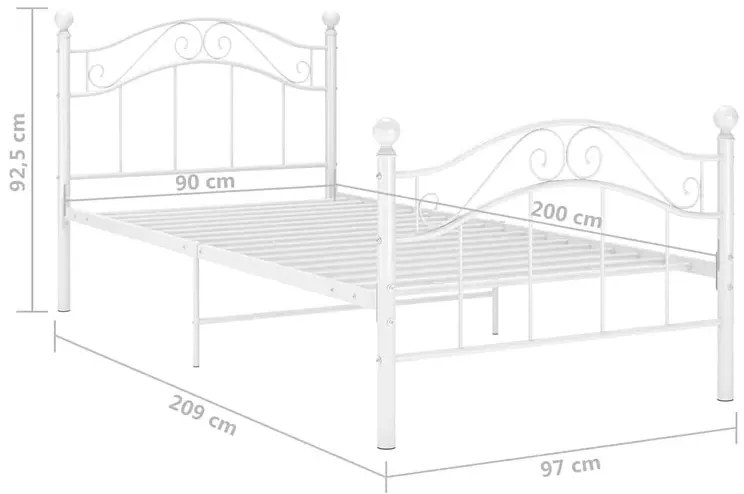 Łóżko metalowe białe w stylu industrialnym 90x200 cm - Iroz