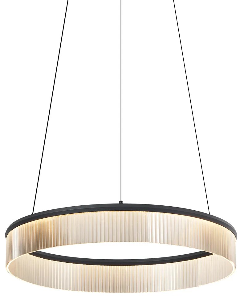Nowoczesna lampa wisząca czarna 59 cm z LED z 3-stopniową regulacją ściemniania - Żyrandol Anello Nowoczesny Oswietlenie wewnetrzne