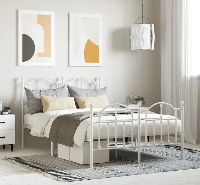 Białe metalowe łóżko industrialne 120x200 cm R2-H80