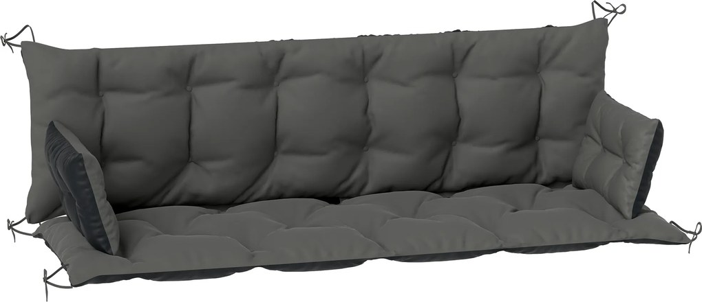 Outsunny Zestaw dwustronnych poduszek do ławki lub huśtawki, Poliester, Piana, 180 x 110 x 8 cm, Ciemnoszary