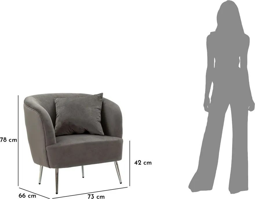 Szary aksamitny fotel Silvery – Mauro Ferretti