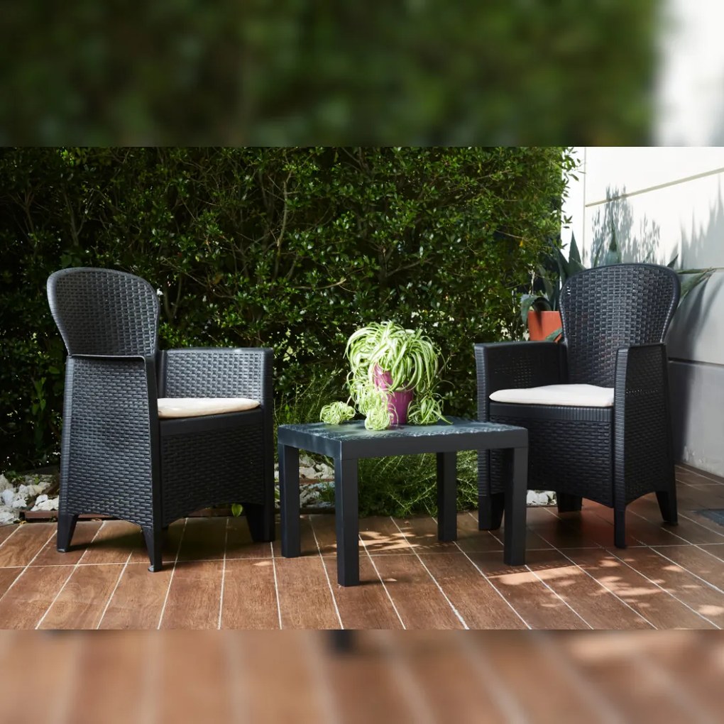 Zestaw ogrodowy AKITA, 3-częściowy, antracytowy I.P.A.E-Progarden