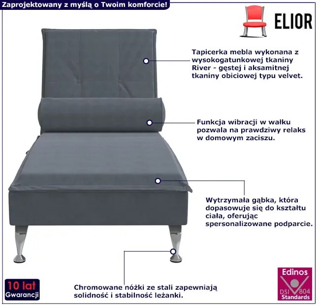 Nowoczesna ciemnoszara leżanka do spania - Beluso 4X