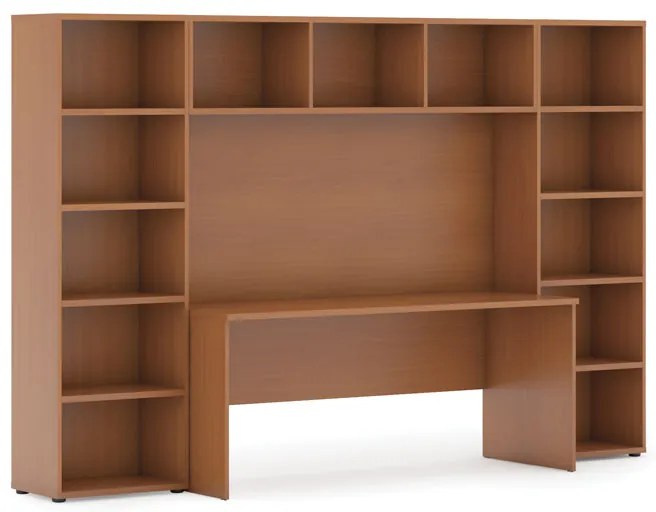 Biblioteka z wbudowanym biurkiem, niska, 2950x700/400x1923 mm, czereśnia