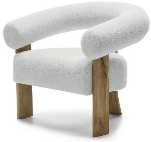 Biały designerski fotel KOKEI, dąb