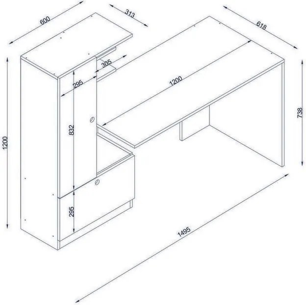 Biurko Domingos White and Walnut