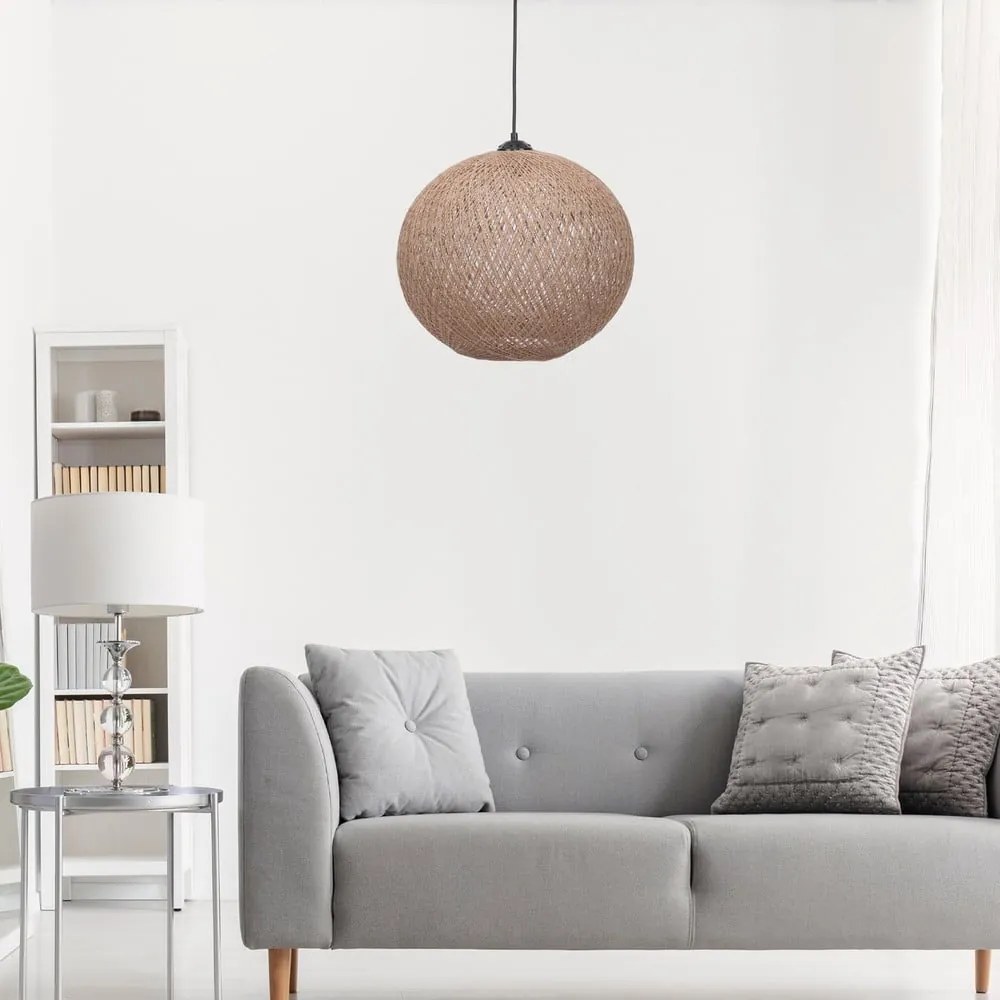 Beżowa lampa wisząca z kloszem z juty ø 38 cm – Opviq lights