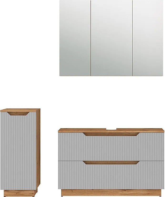 Zestaw mebli łazienkowych dąb/szary w paski 99.4x32x62.5 lotta