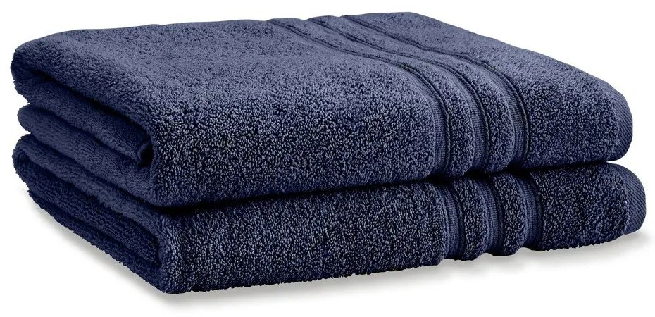 Ciemnoniebieskie bawełniane ręczniki kąpielowe zestaw 2 szt. frotte 90x140 cm Zero Twist – Catherine Lansfield