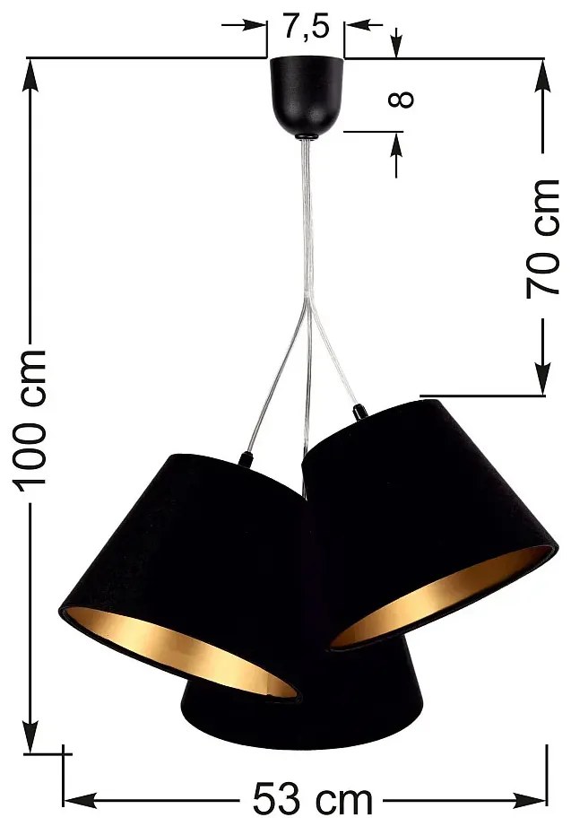 Czarno złota lampa wisząca z abażurami E1-W88
