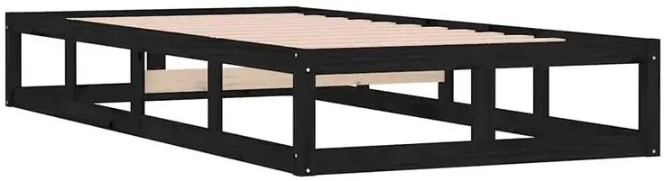 Czarne jednoosobowe łóżko z drewna 90x200 - Rixo 3X