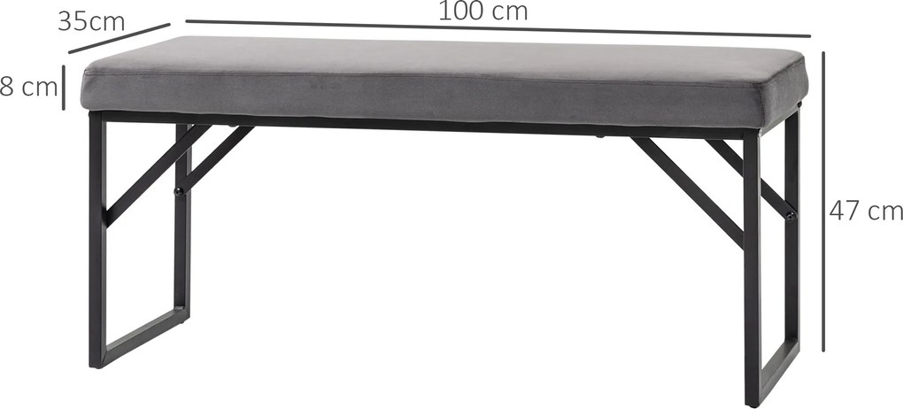 HOMCOM Ławka Sypialniana Aksamitna Tapicerka Elegancka do Makijażu i Salonu Wysoki Komfort Ciemnoszara | Aosom PL