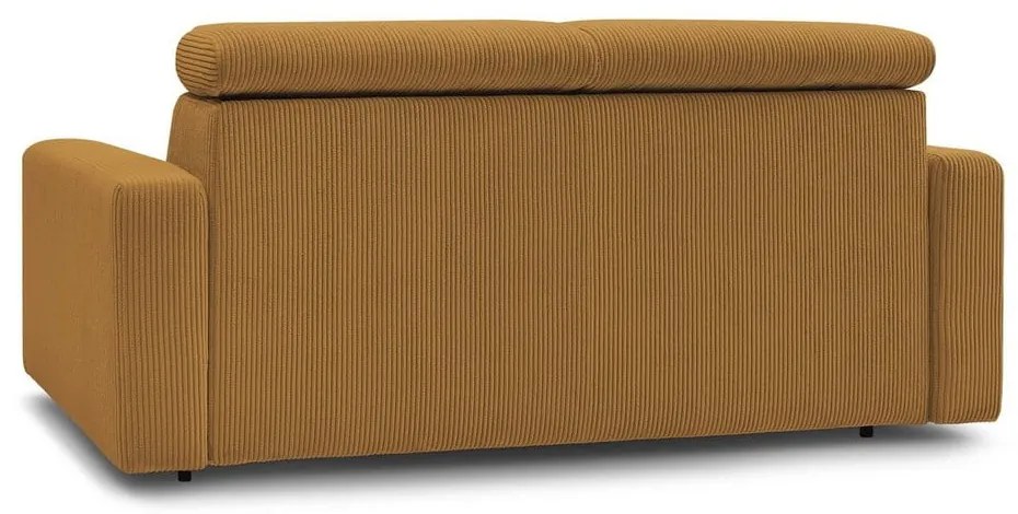 Musztardowa sztruksowa rozkładana sofa 215 cm Monaco – Bobochic Paris