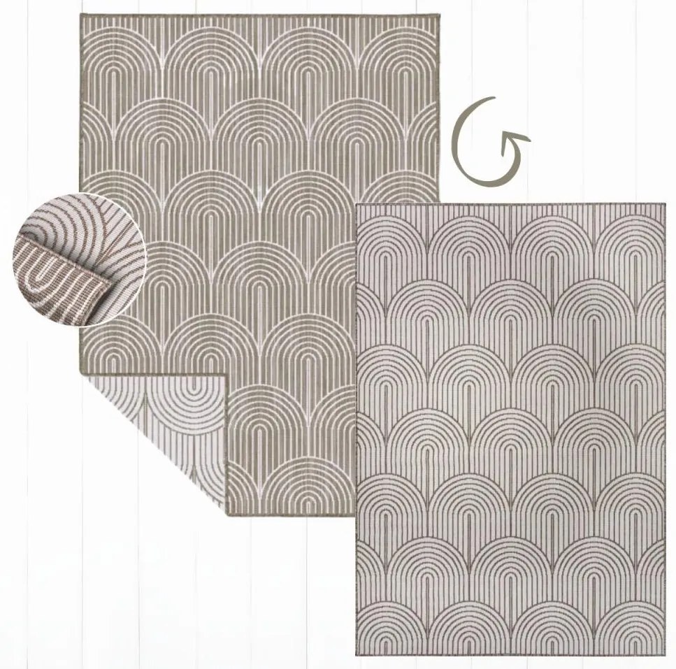 Dywan zewnętrzny dwustronny Pangli brązowo-kremowy 120 cm x 170 cm