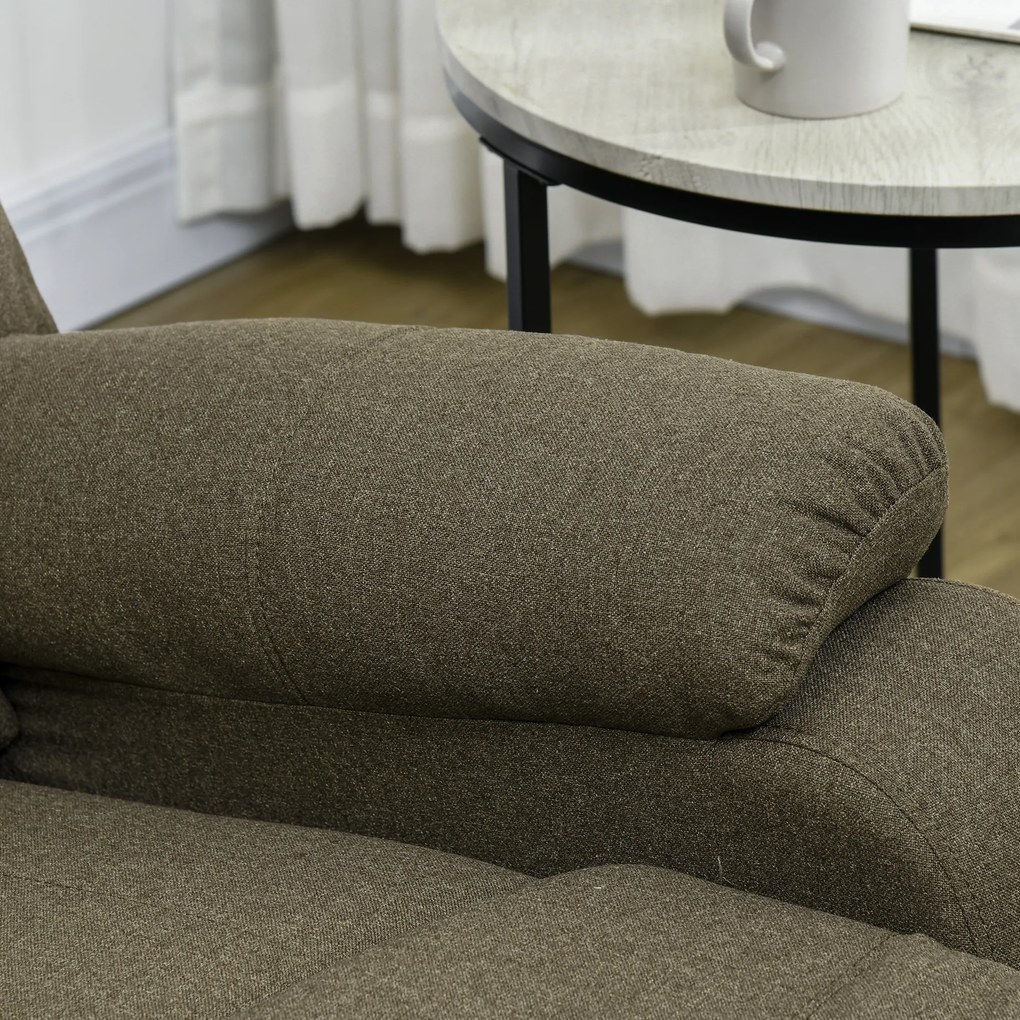 HOMCOM Fotel Relaksacyjny, Funkcja Leżenia i Podnóżek, Regulowany, do 150 kg, Stelaż Stalowy, 90 x 96 x 98 cm, Brązowy
