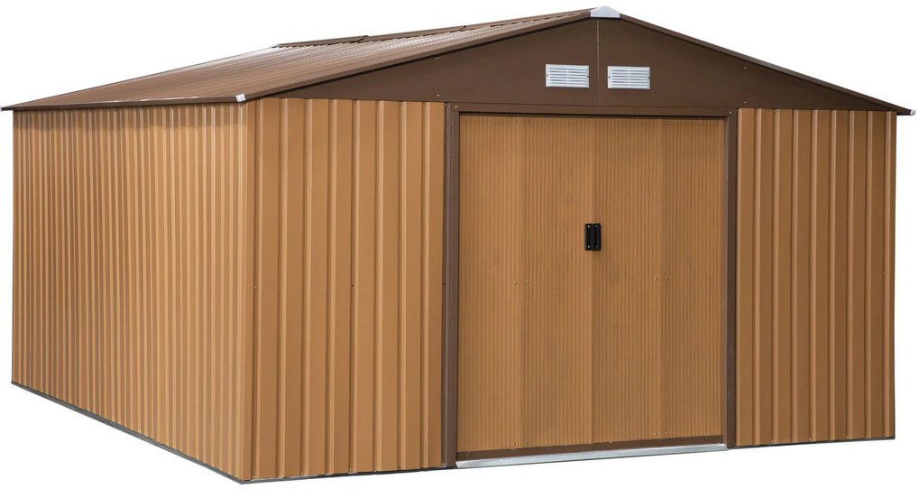 Outsunny Solidny Domek Narzędziowy - Metalowa Konstrukcja, Grafitowy Kolor - Praktyczna Szopa Ogrodowa