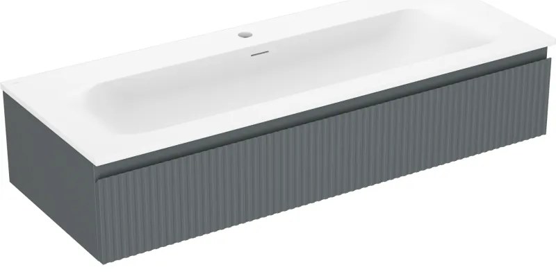 Mexen Rivel szafka łazienkowa 120 cm z umywalką Vela, 1 szuflada, ryflowana , grafit mat/biała mat - 91A20-12023-1-BF66-W23M0