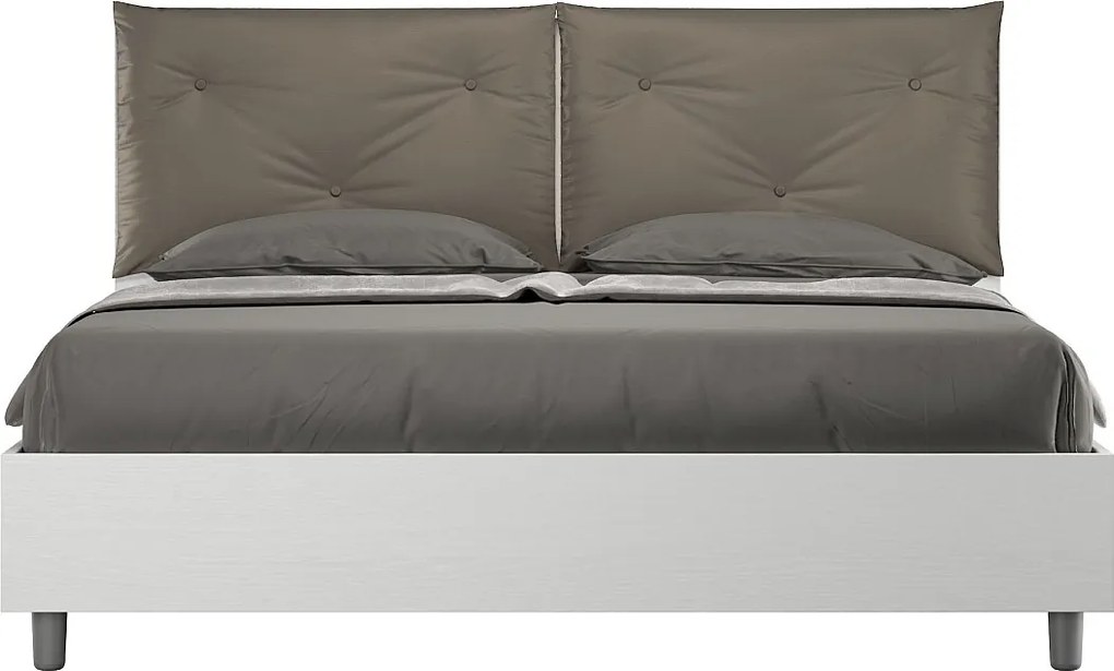 Łóżko bez stelaża 160x200 Frassino biała poduszkami sztucznej skóry cappuccino Egos Appia