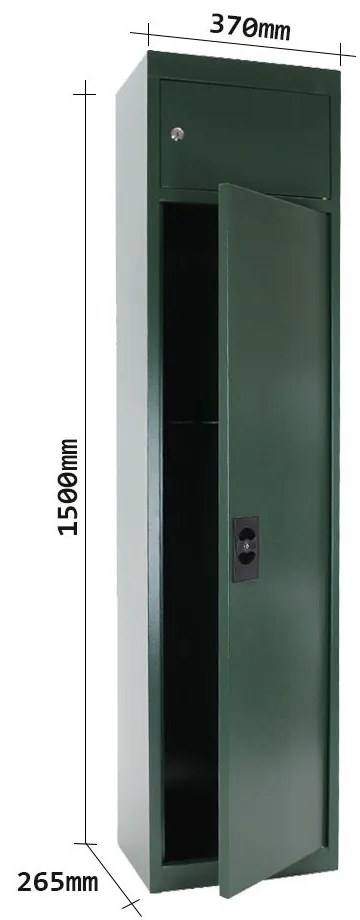 Szafa na broń GUN 5 - zamek mechaniczny, 1500x370x265 mm