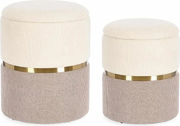 Zestaw 2 puf do przechowywania w kolorze kremowym i różowym - RADINKA