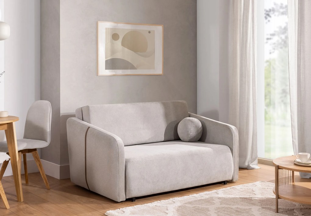 Sofa Zeldia 155 z funkcją spania - jasno szary szenil hydrofobowy Spring 1104