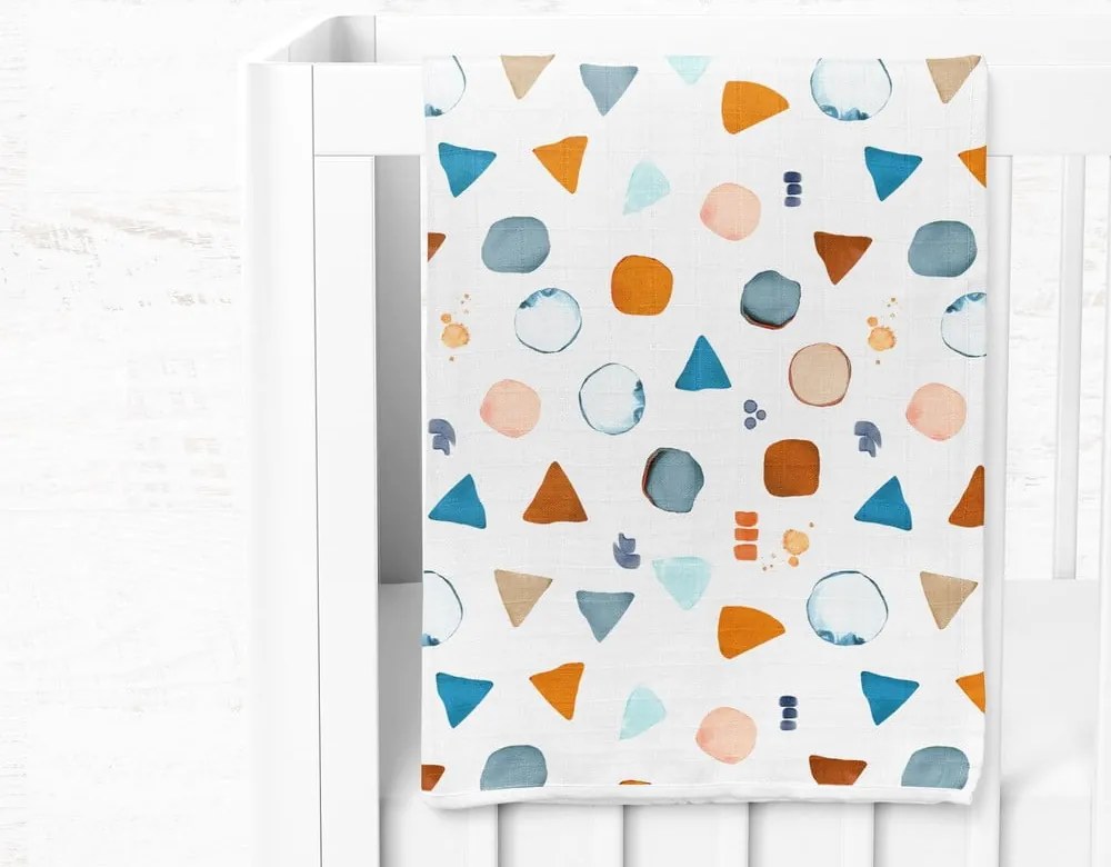 Biały koc dziecięcy muślinowy 75x100 cm Geo – Mijolnir
