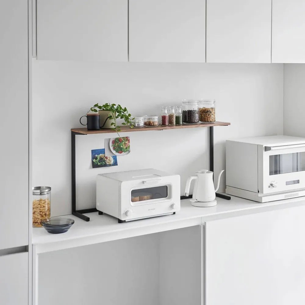 Czarna/w naturalnym kolorze drewniana dodatkowa półka 90x18 cm Tower – YAMAZAKI