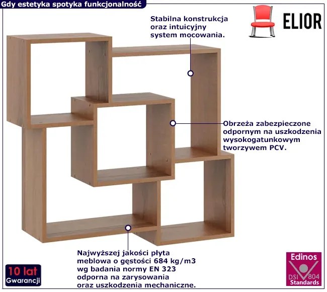 Minimalistyczna półka wisząca w kolorze orzech - Erick