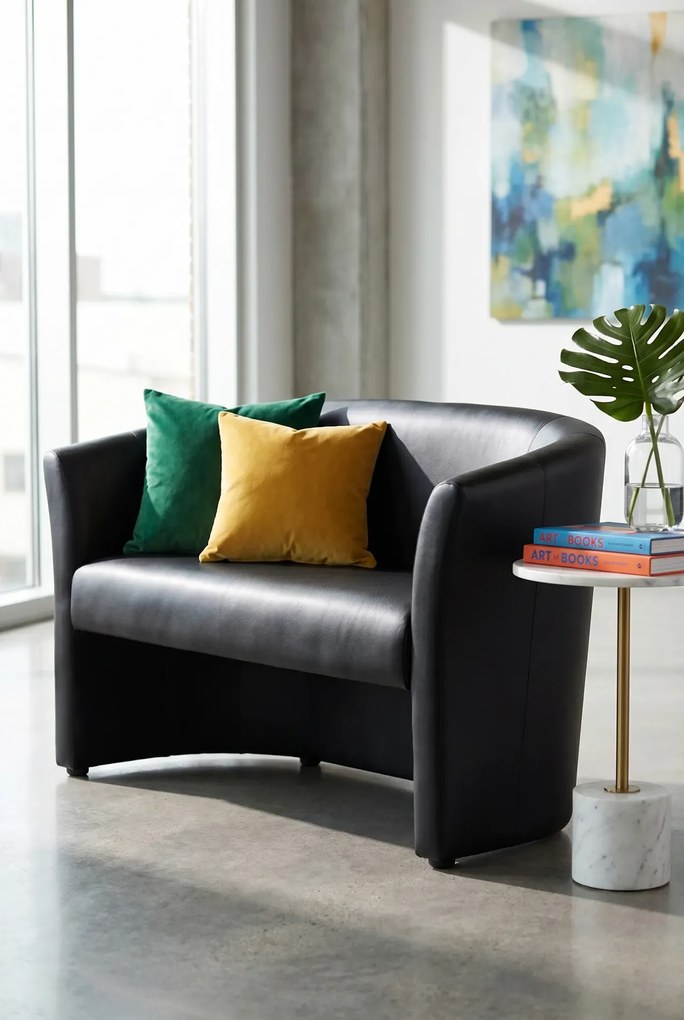 Czarna sofa dwuosobowa ekoskóra A4-S43