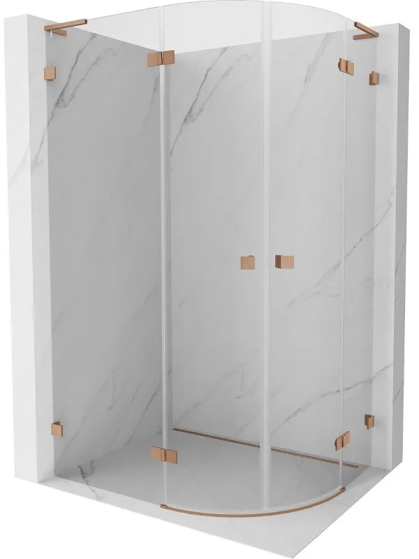 Mexen Lunar L kabina prysznicowa półokrągła uchylna lewa 100 x 80 cm, transparent, miedź szczotkowana - 833L-100L-080P-65-00