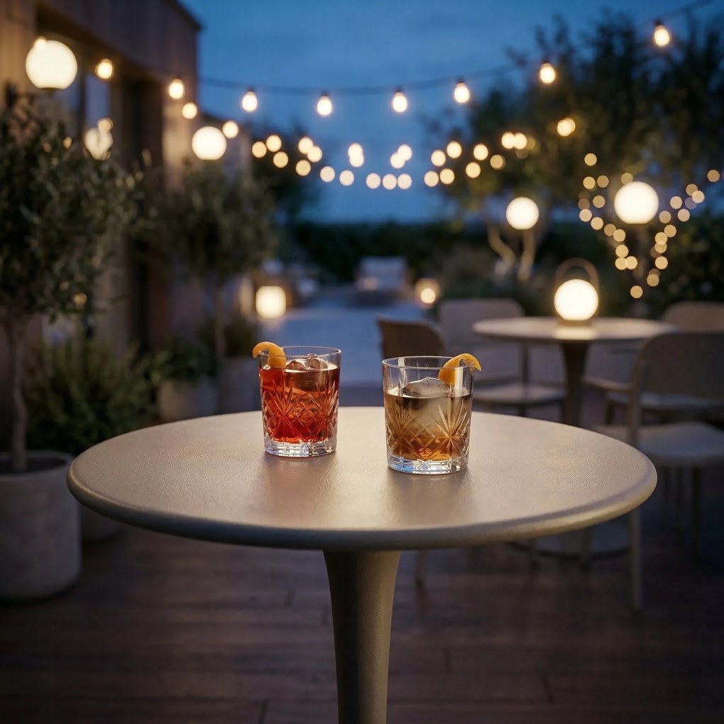 Stolik Ogrodowy Okrągły 70 cm Beżowy Metalowy Na Taras, Do Ogrodu, Kawiarni