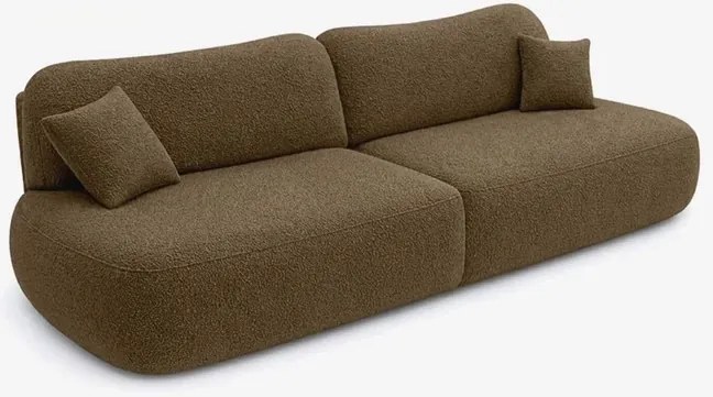 Sofa AVERIO Rozkładana Dwuosobowa Brązowa Boucle Japandi