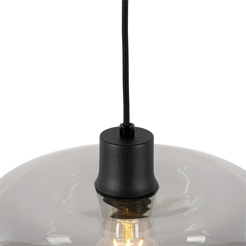 Lampa wisząca w stylu art deco czarna z dymionym szkłem - Bizle ArtDeco Oswietlenie wewnetrzne