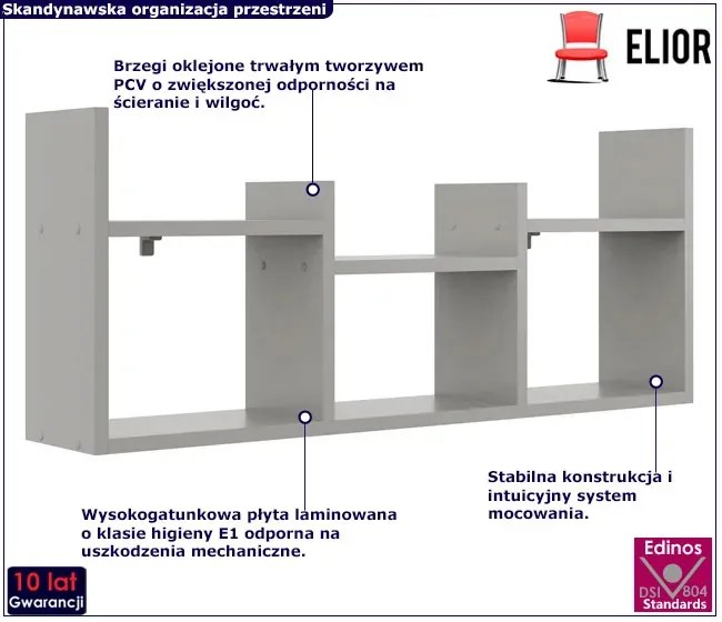 Szara nowoczesna nadstawka na biurko - Lorea 3X