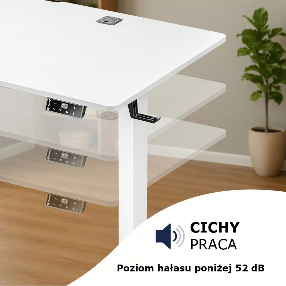 Regulowane biurko biurowe FLEXI, 140x60x72–117cm, białe Casaria