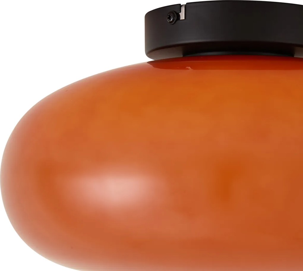 Retro Lampa Sufitowa Czarna z Pomarańczowym Szkłem 30cm - Glaze