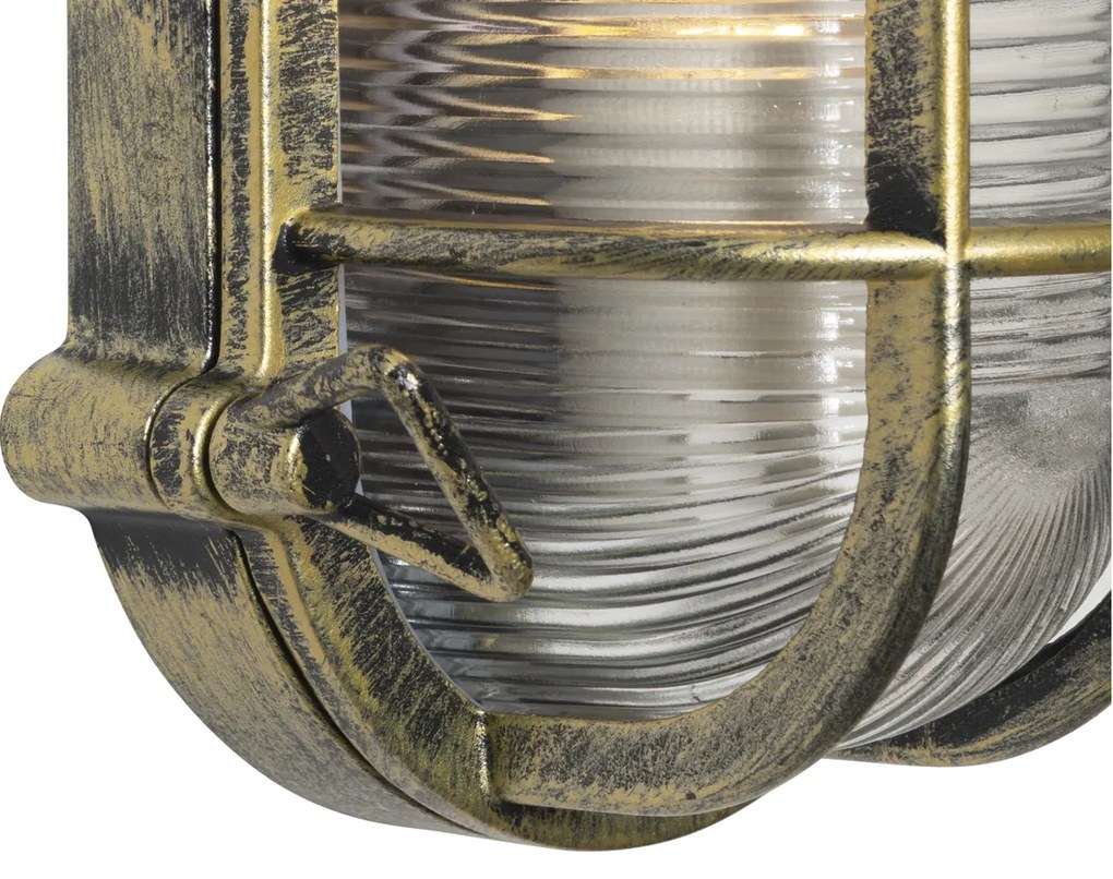 Zewnętrzna lampa ścienna i sufitowa owalna w kolorze antycznego złota IP44 - Noutica