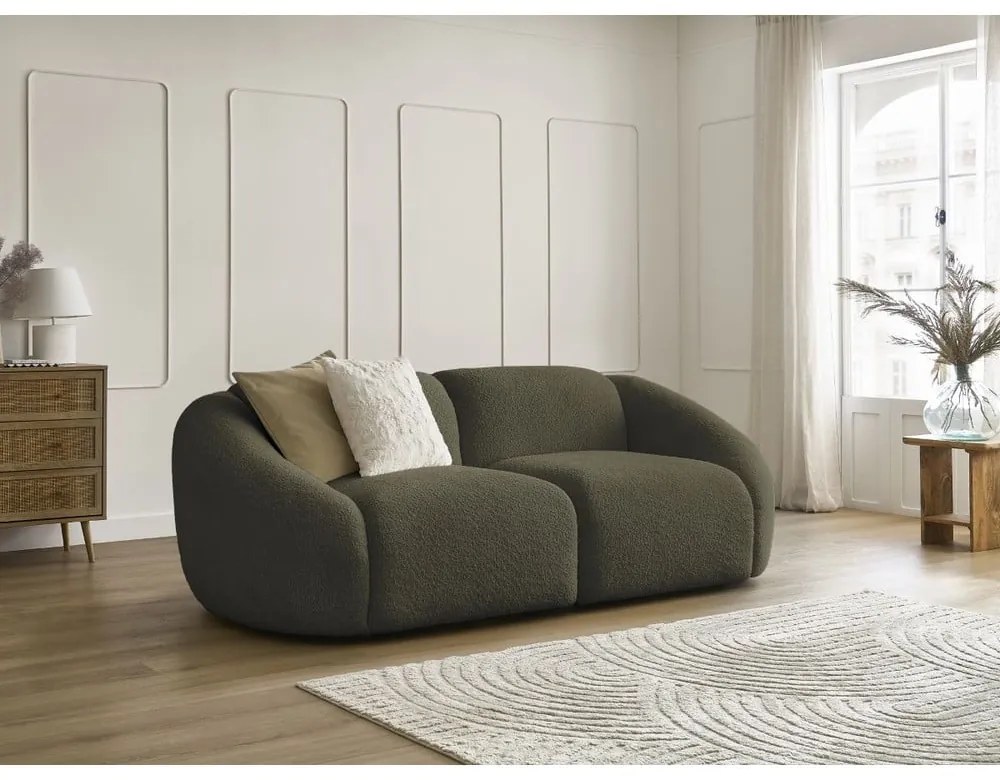 Zielona sofa z materiału bouclé 230 cm Tina – Bobochic Paris