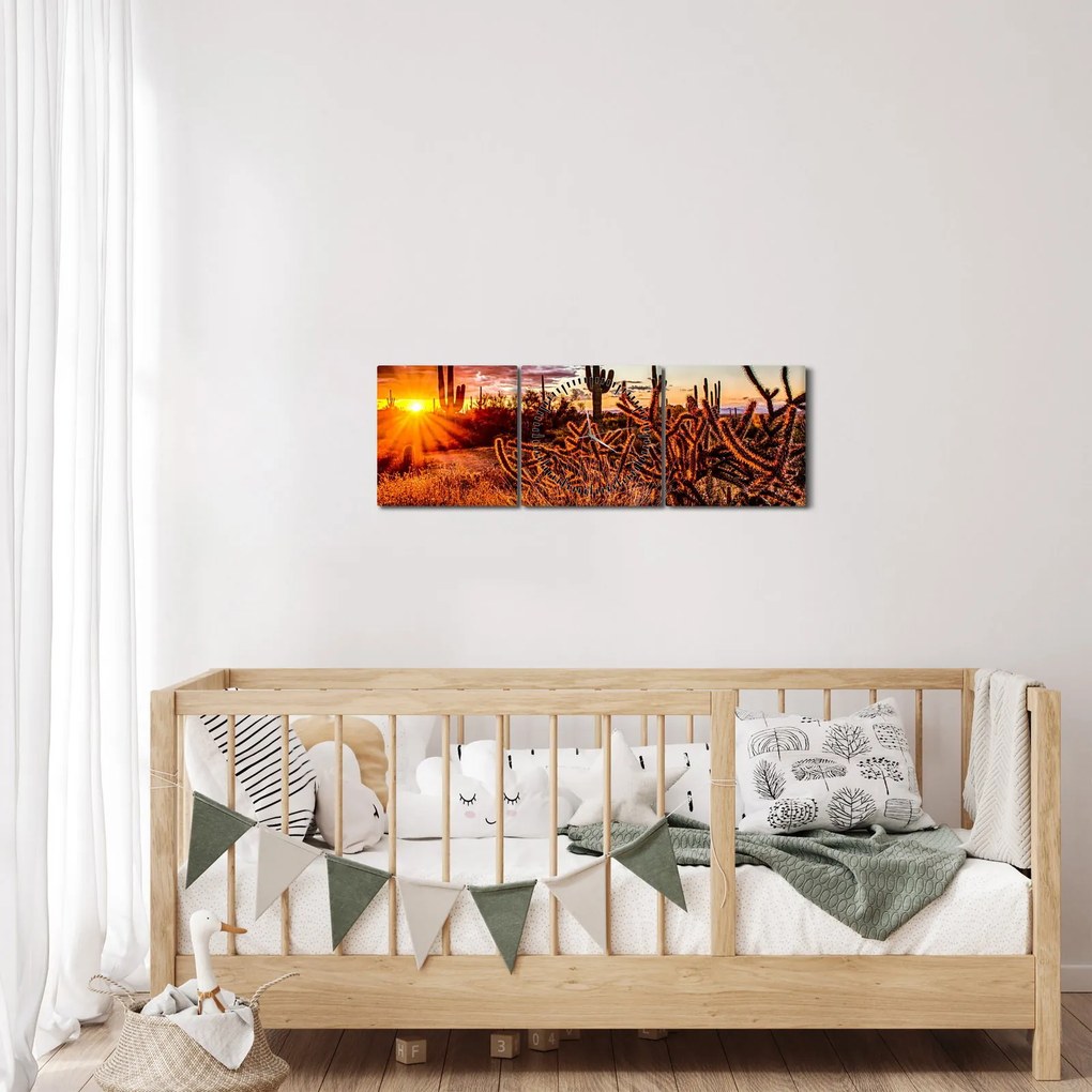 Obraz - Złota godzina pustyni (z zegarem) (90x30 cm)