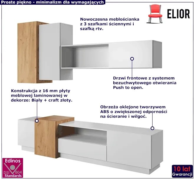 Biała meblościanka do salonu B0-Z96