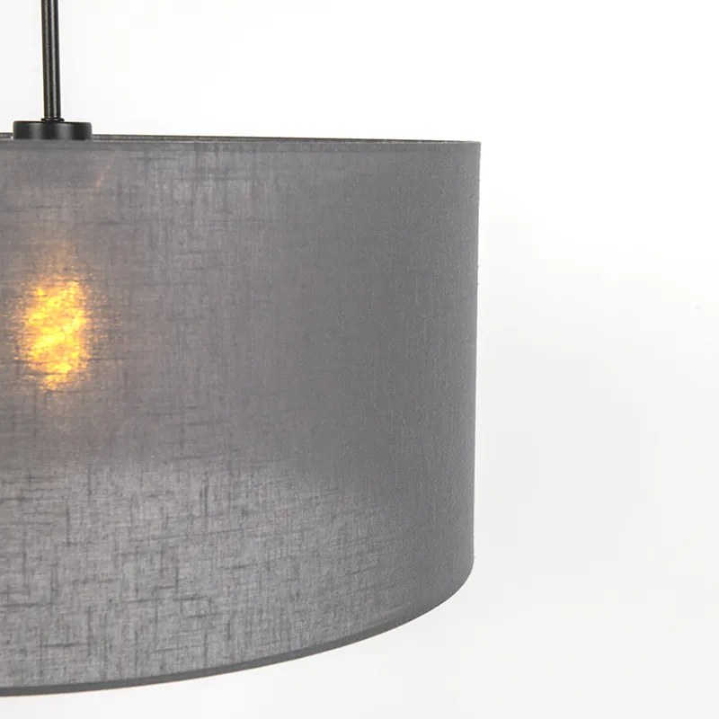 Nowoczesna lampa wisząca czarna z szarym kloszem 50 cm - Combi 1 Nowoczesny Oswietlenie wewnetrzne