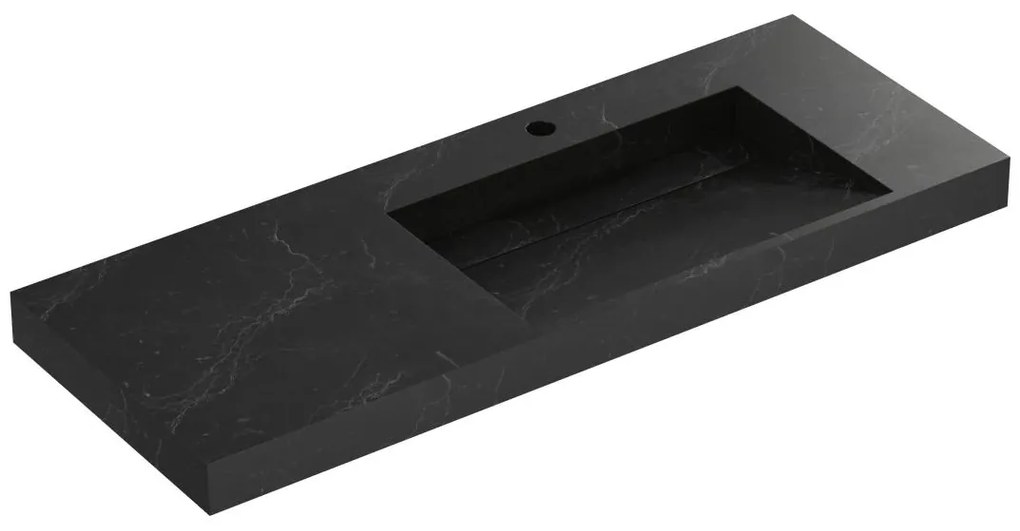 Umywalka wisząca solid surface z efektem czarnego marmuru - 120 x 45 x 8 cm - OKAPA
