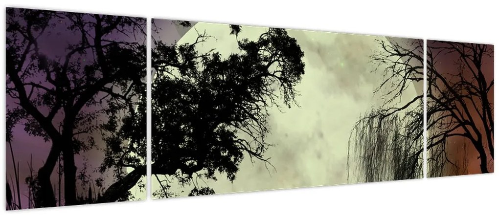 Obraz - Księżyc w pełni nad powierzchnią (170x50 cm)