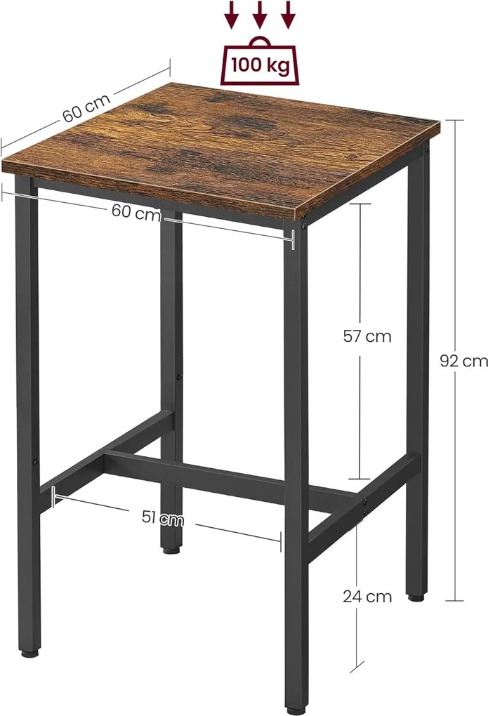 Stół Barowy Kwadratowy Wysoki - LBT25X