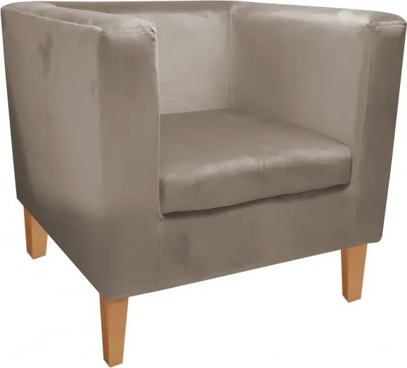 Fotel Monaco tkanina Welur : Kolor nogi - Drewno, Kolor tkaniny - VELVET - MG09, Wysokość nogi - 15 cm
